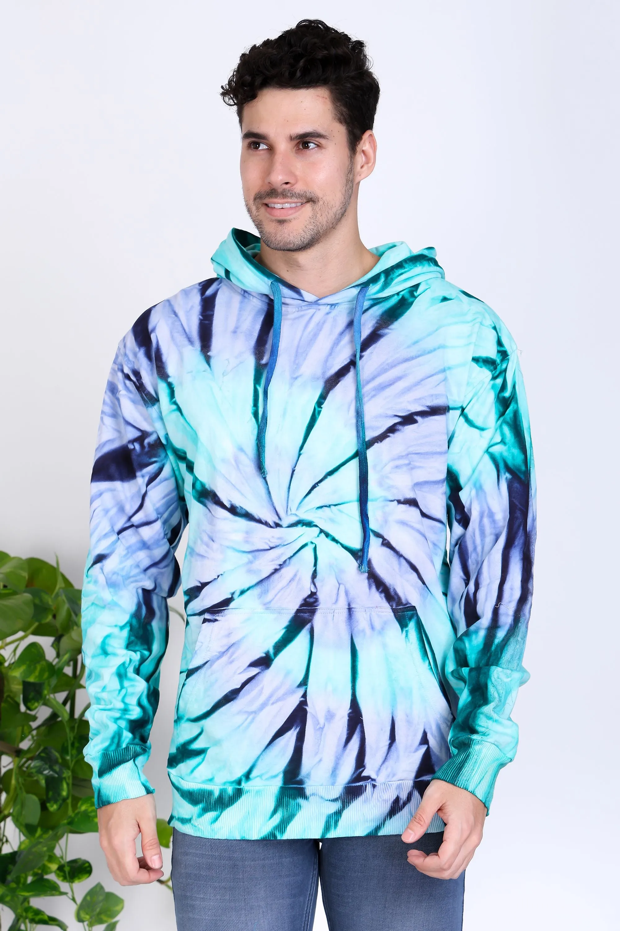 India Blue Men's Tye Dye Pullover Hoody