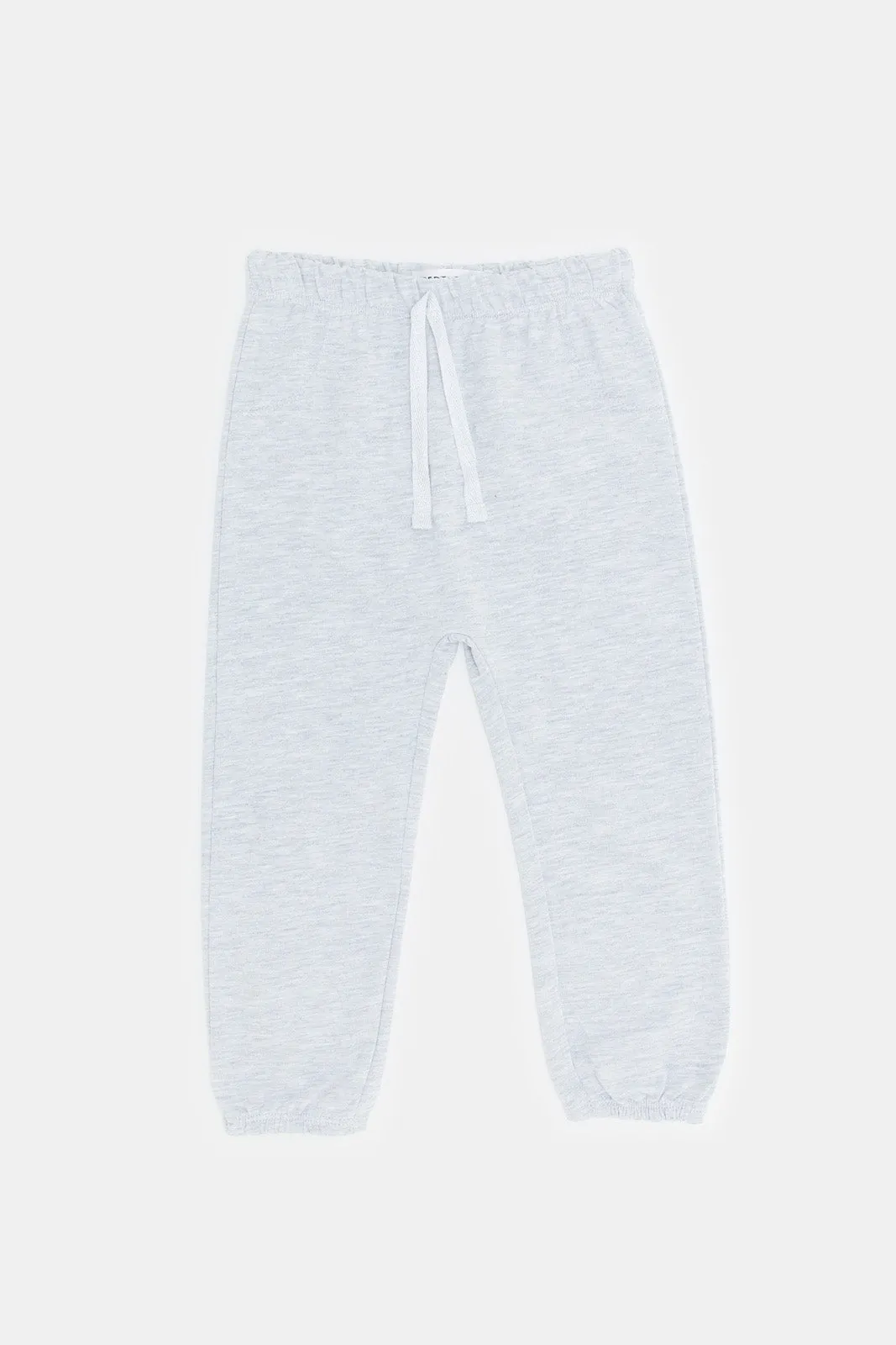 Infant Girls Grey Melange Solid Active Pant