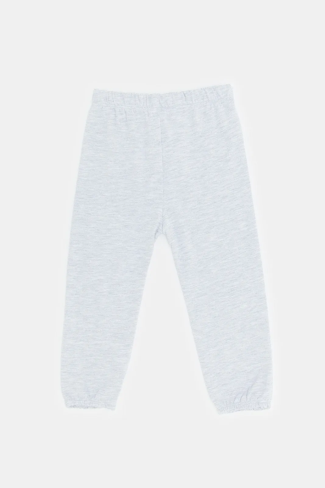 Infant Girls Grey Melange Solid Active Pant