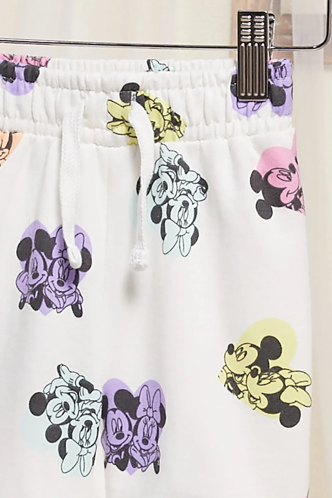 Infant Girls Ivory Mickey And Minnie Mouse Active Pants