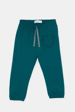 Infant Girls Olive Solid Active Pants