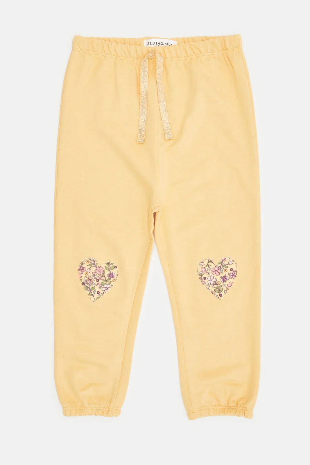 Infant Girls Yellow Printed Active Pants