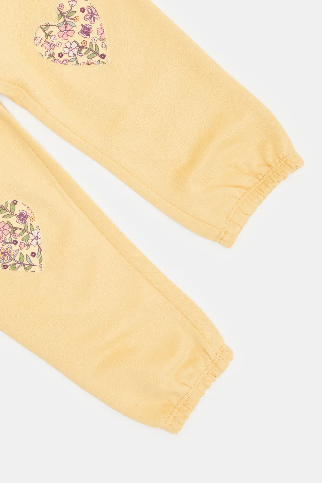 Infant Girls Yellow Printed Active Pants