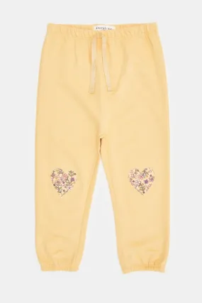 Infant Girls Yellow Printed Active Pants