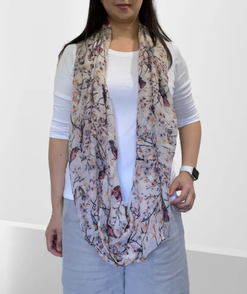 Infinity Scarf Lightweight Bird Print