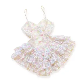 Italian Designer 80s ethereal slip ruffled mini dress