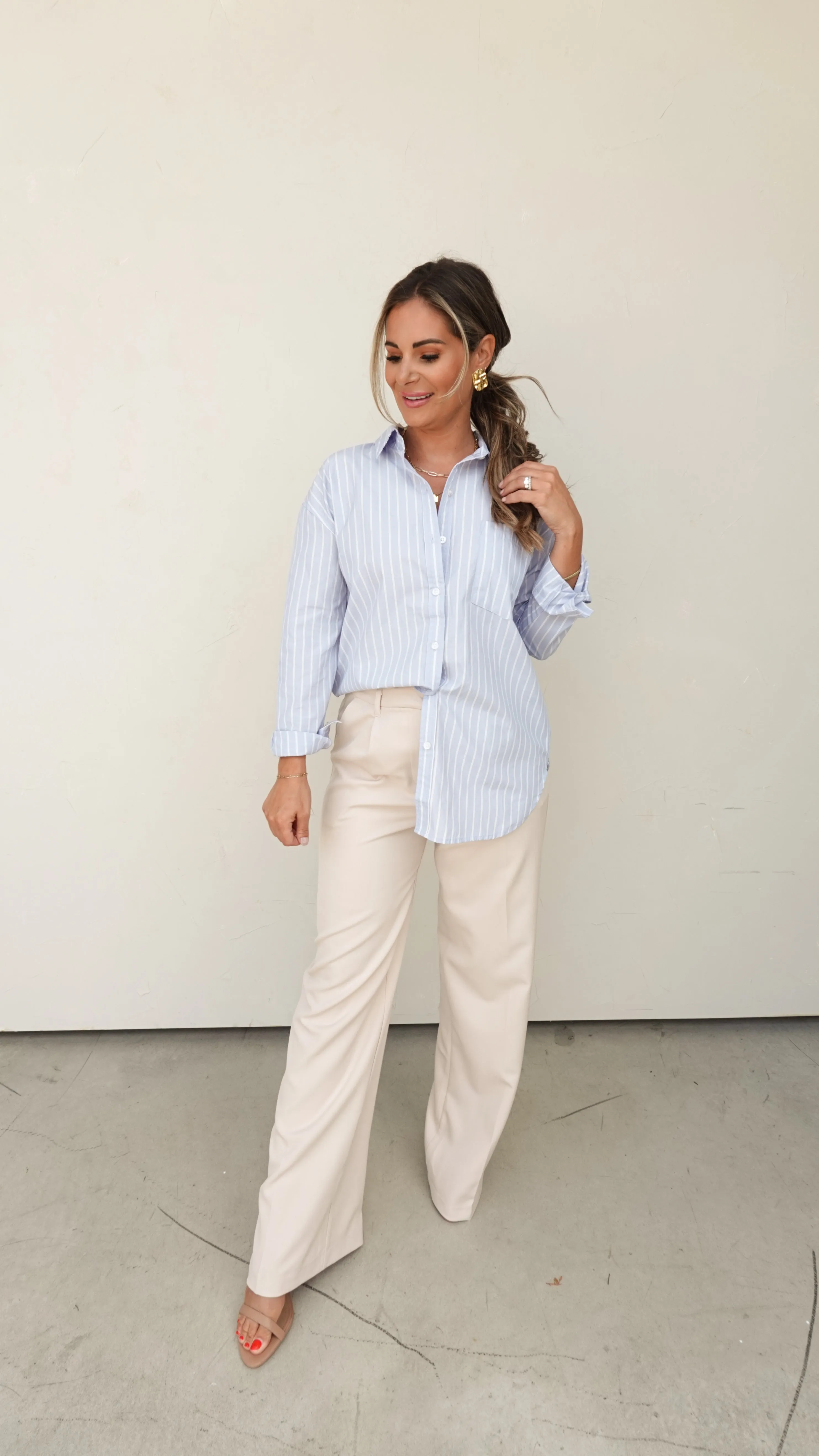 Ivory High-Waisted Trousers