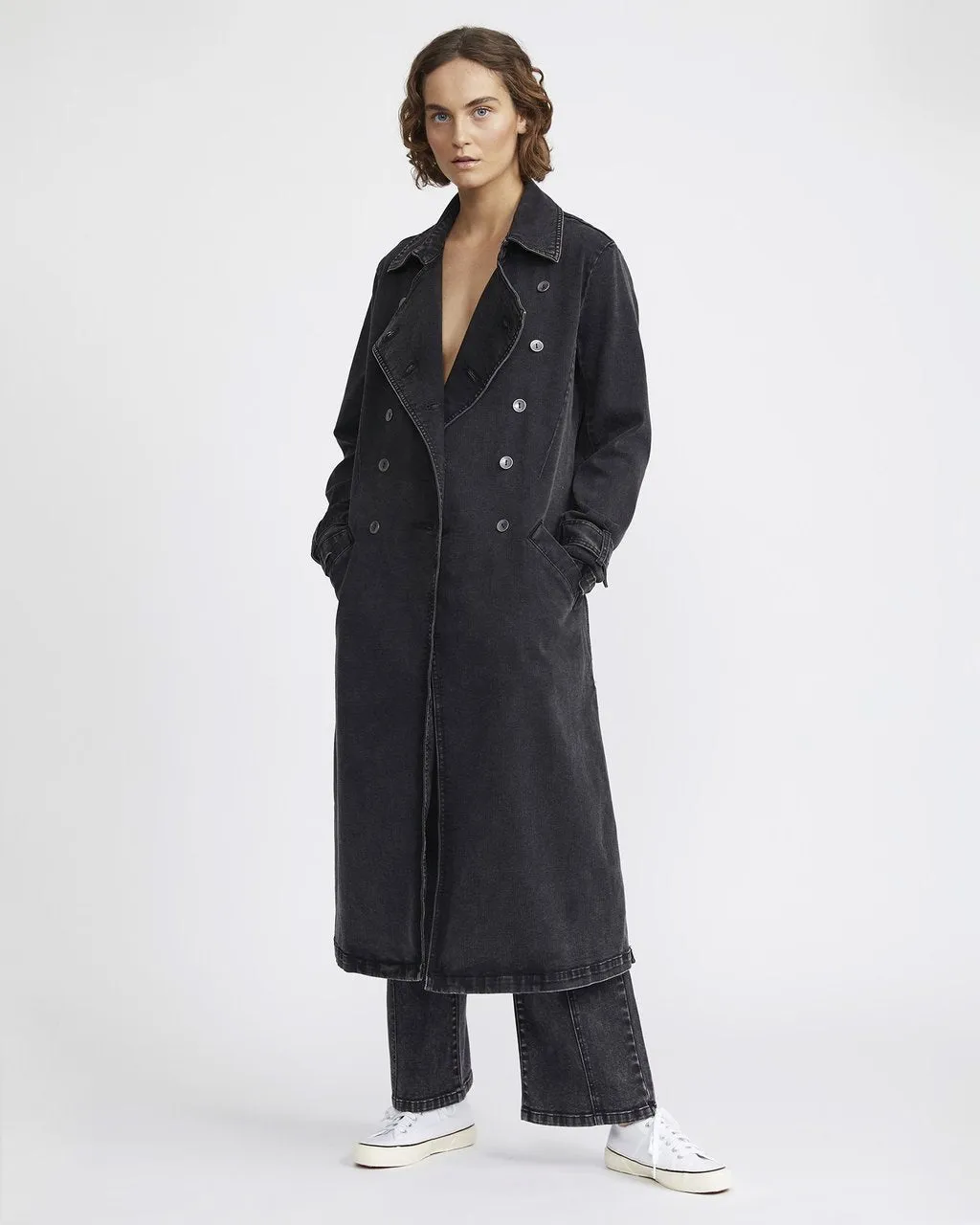 JAC   MOOKI DENIM TRENCH IN VINTAGE BLACK