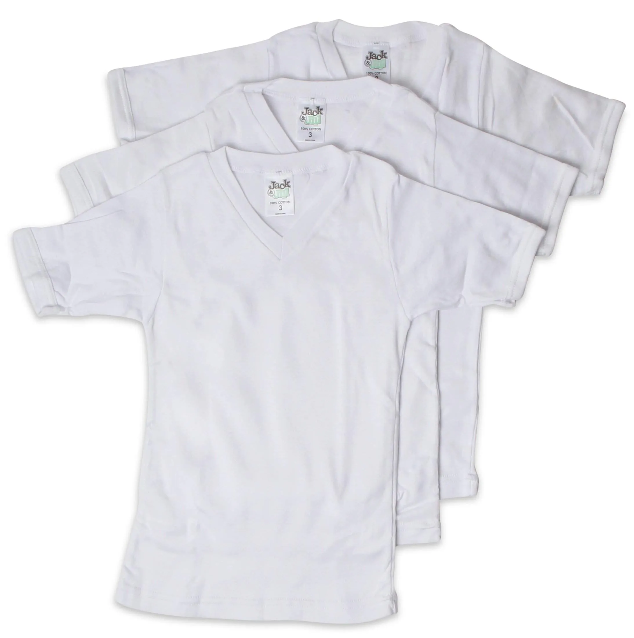 Jack & Jill Boys Short Sleeve V-Neck Undershirt Pack of 3