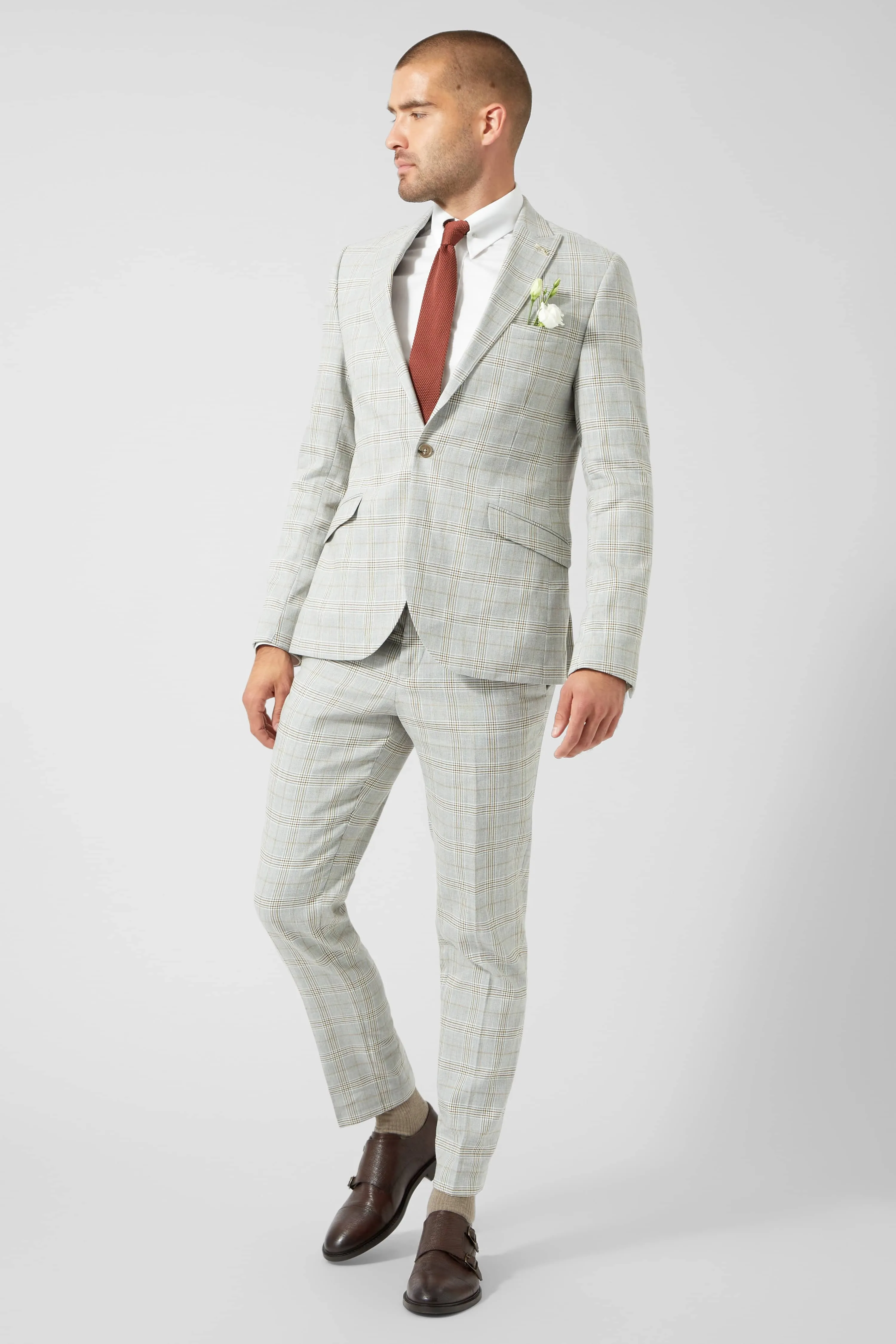 Jessop Slim Fit Grey Linen Jacket - ARCHIVE