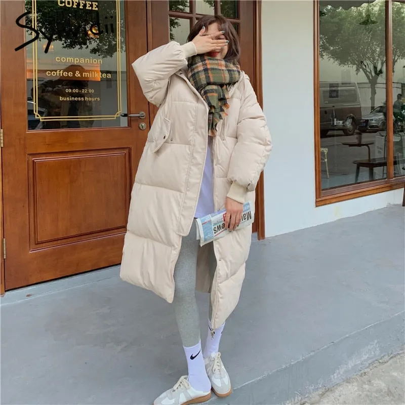 Joskaa Joskaa Long Winter Jacket Women Thicken Warm Bubble Coat Oversized Loose Puffer Outerwear Korean Fashion 2024 Black Parkas