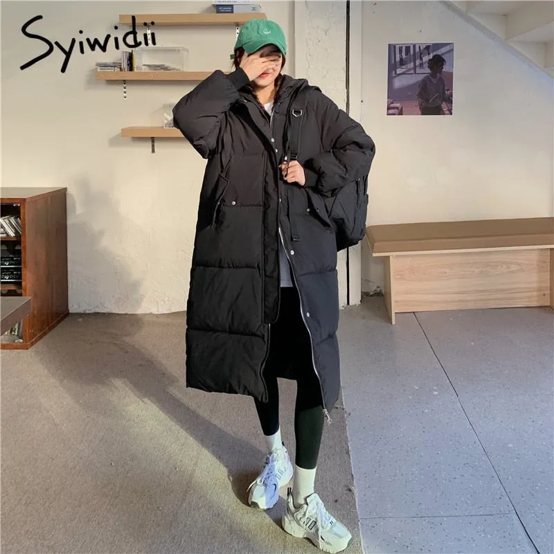 Joskaa Joskaa Long Winter Jacket Women Thicken Warm Bubble Coat Oversized Loose Puffer Outerwear Korean Fashion 2024 Black Parkas