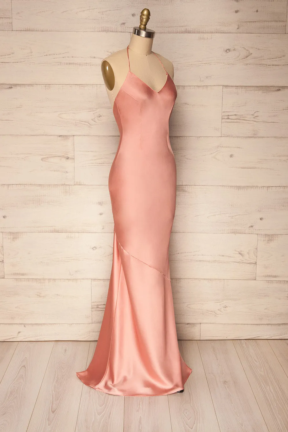 Jude Blush | Backless Silky Halter Dress