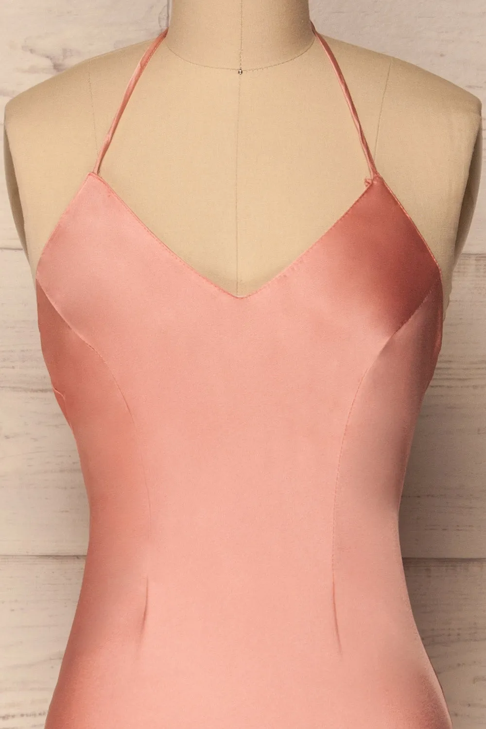 Jude Blush | Backless Silky Halter Dress