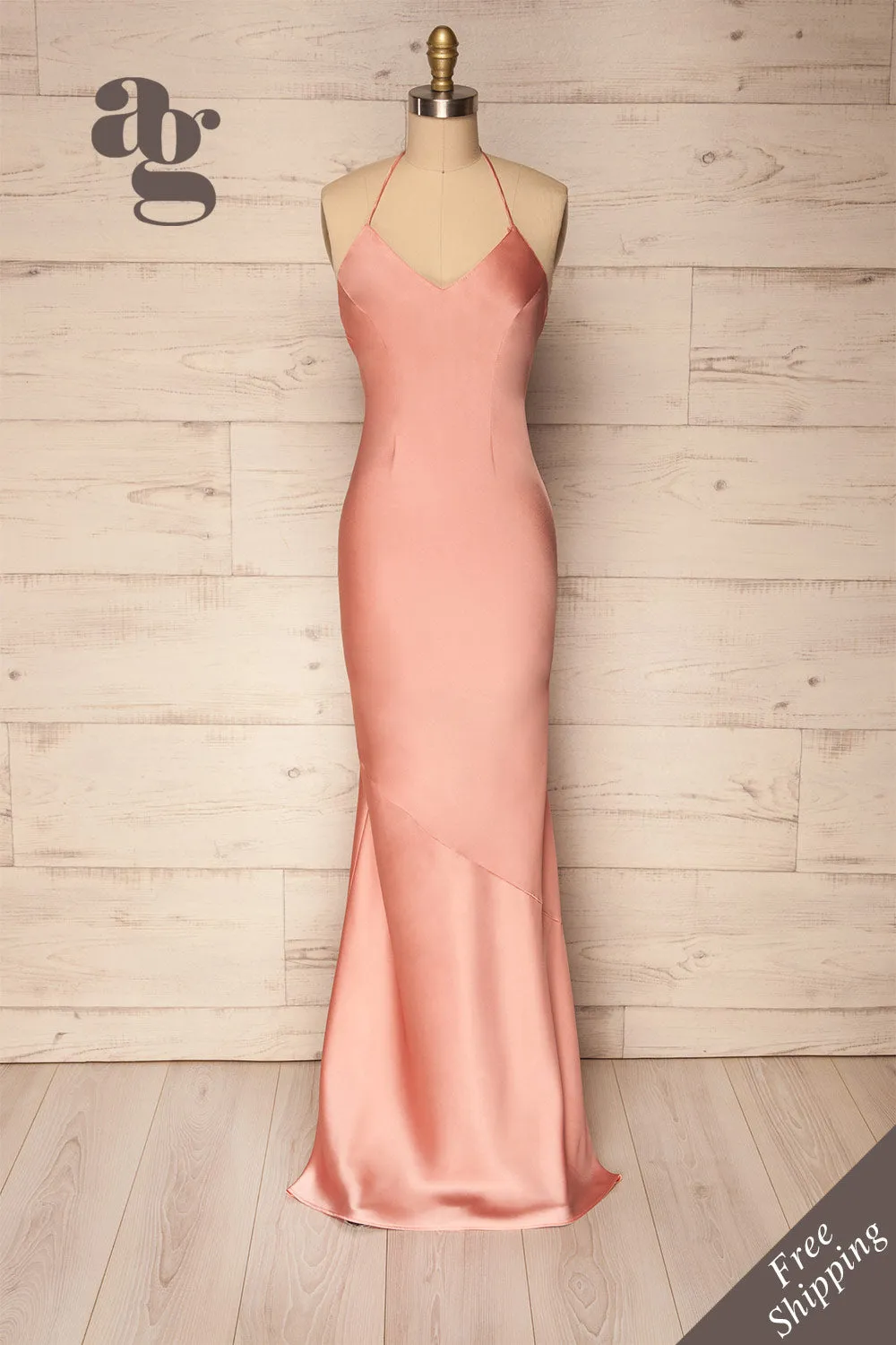 Jude Blush | Backless Silky Halter Dress