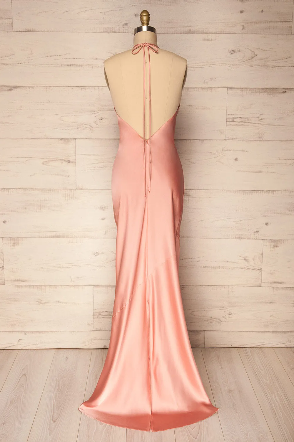 Jude Blush | Backless Silky Halter Dress