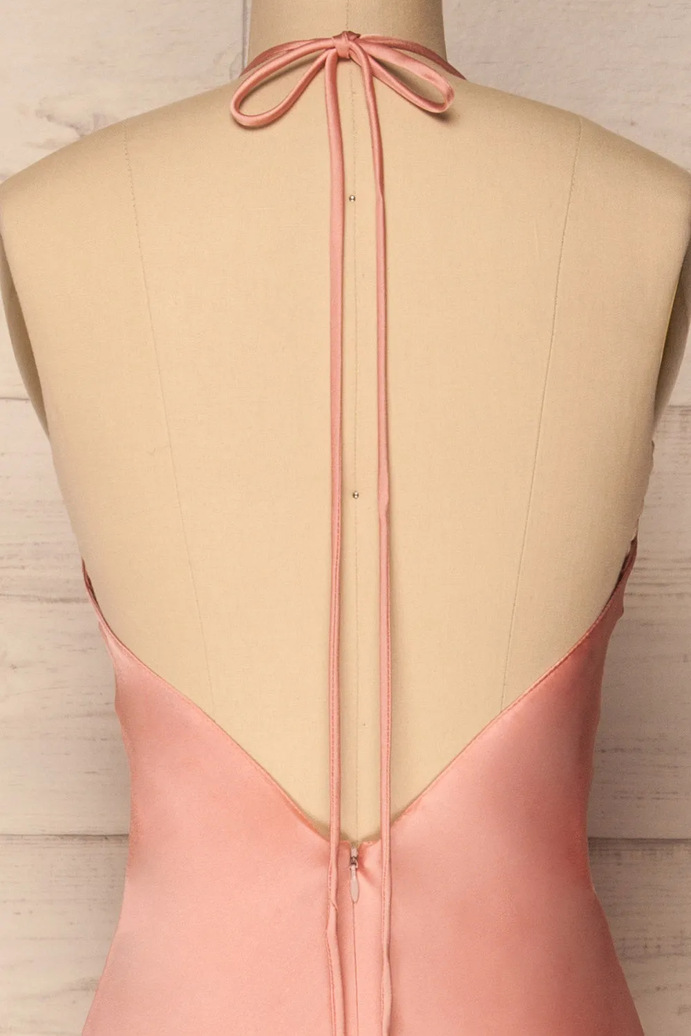 Jude Blush | Backless Silky Halter Dress