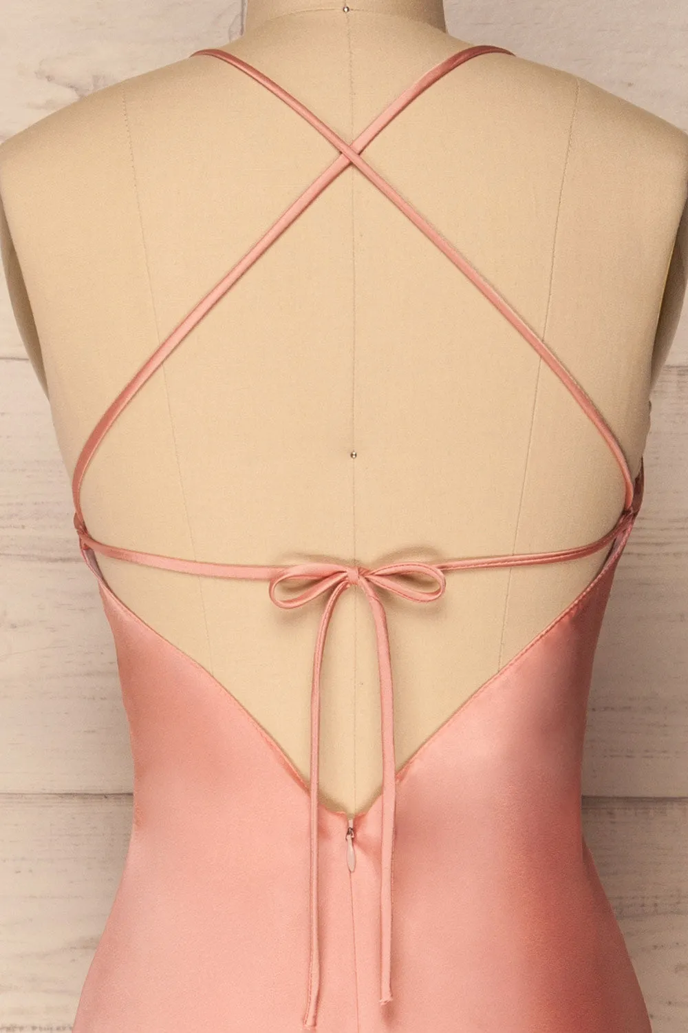 Jude Blush | Backless Silky Halter Dress