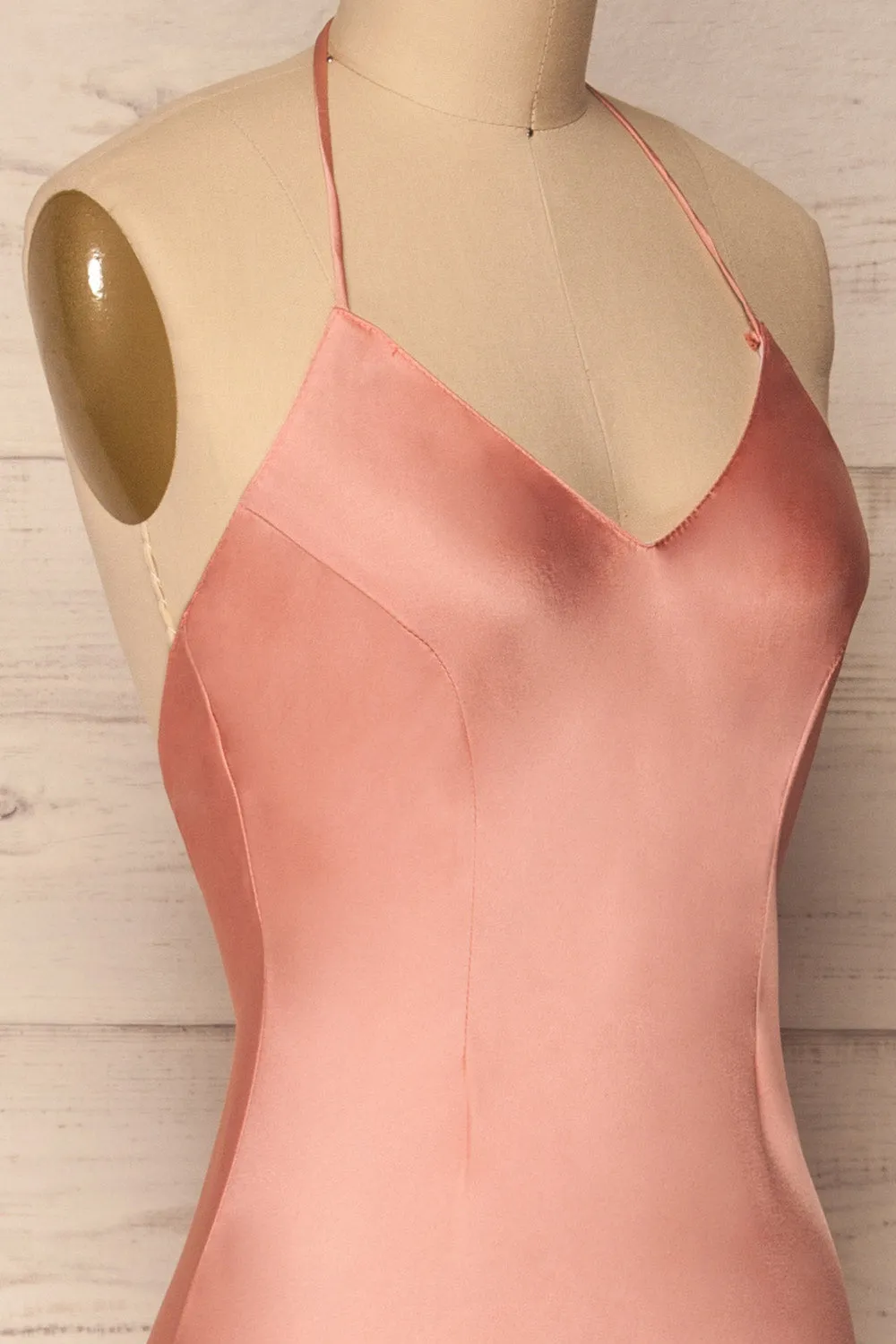 Jude Blush | Backless Silky Halter Dress