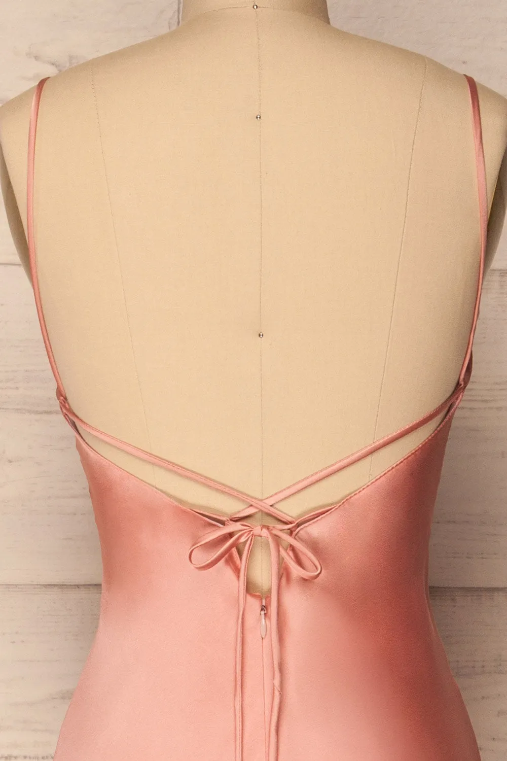 Jude Blush | Backless Silky Halter Dress