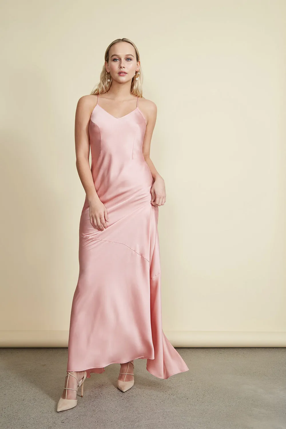 Jude Blush | Backless Silky Halter Dress