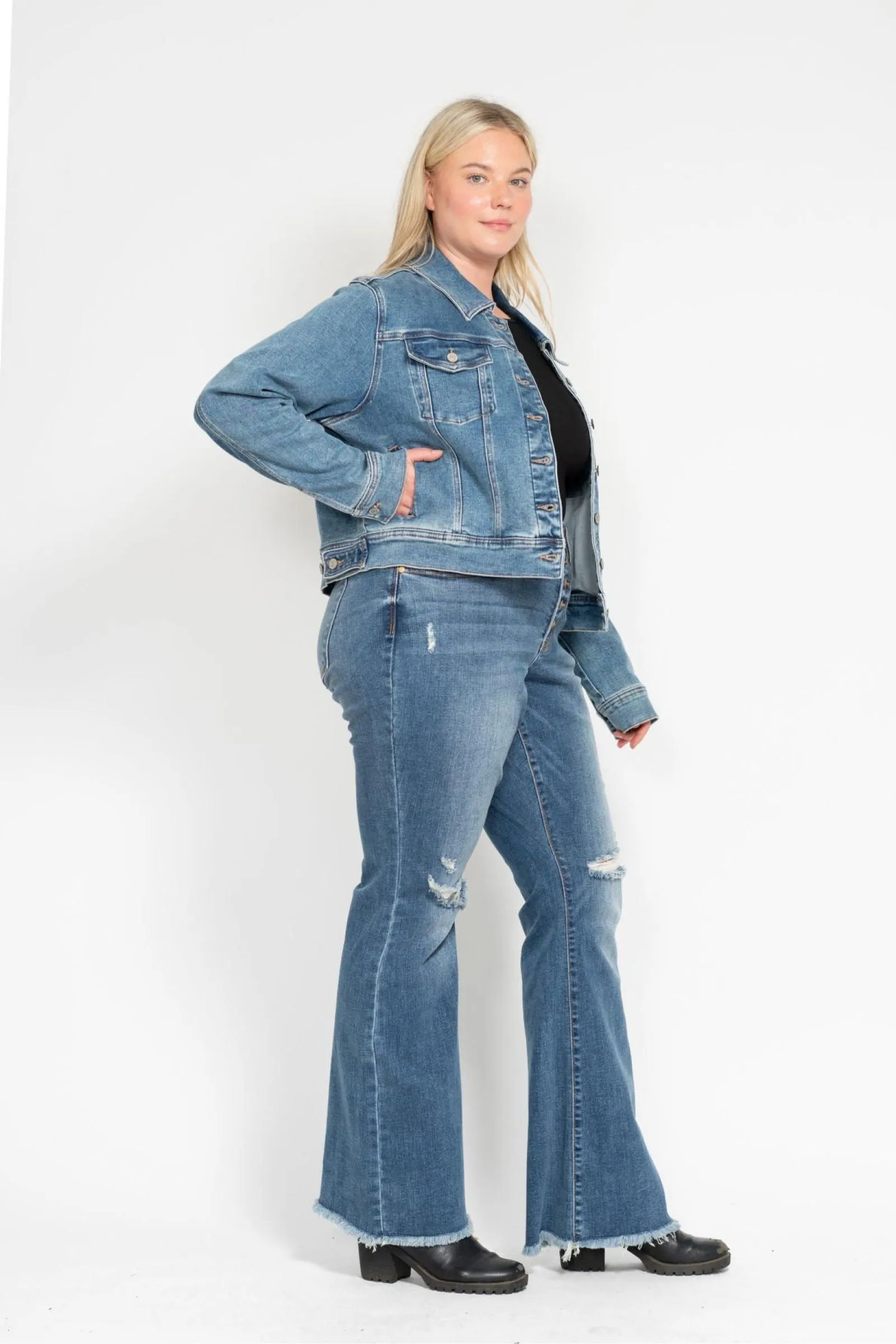 Judy Blue Classic Vintage Wash Denim Jacket 7877