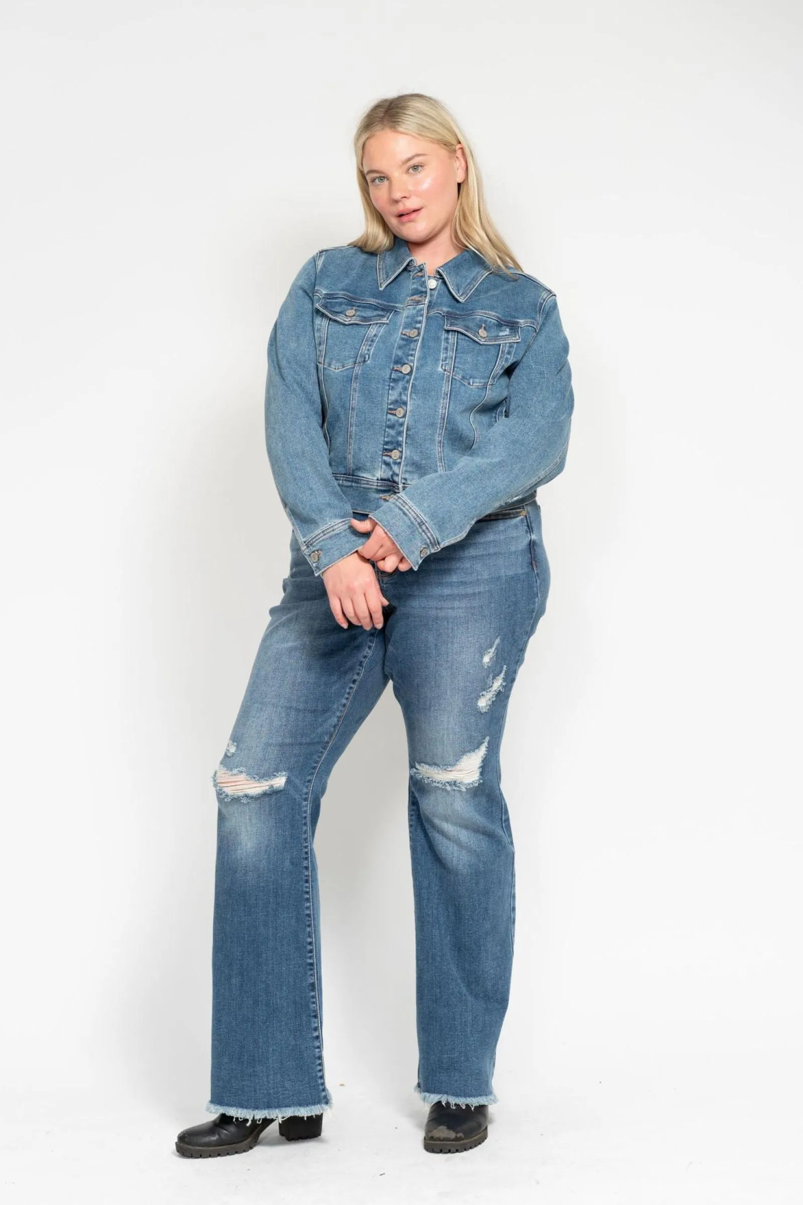 Judy Blue Classic Vintage Wash Denim Jacket 7877