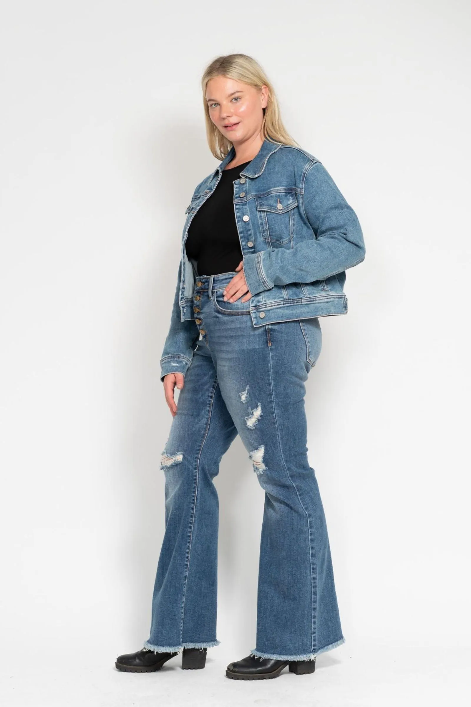 Judy Blue Classic Vintage Wash Denim Jacket 7877