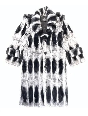 Kashani Men's 3/4  Rex Chinchilla Trench Fur Coat