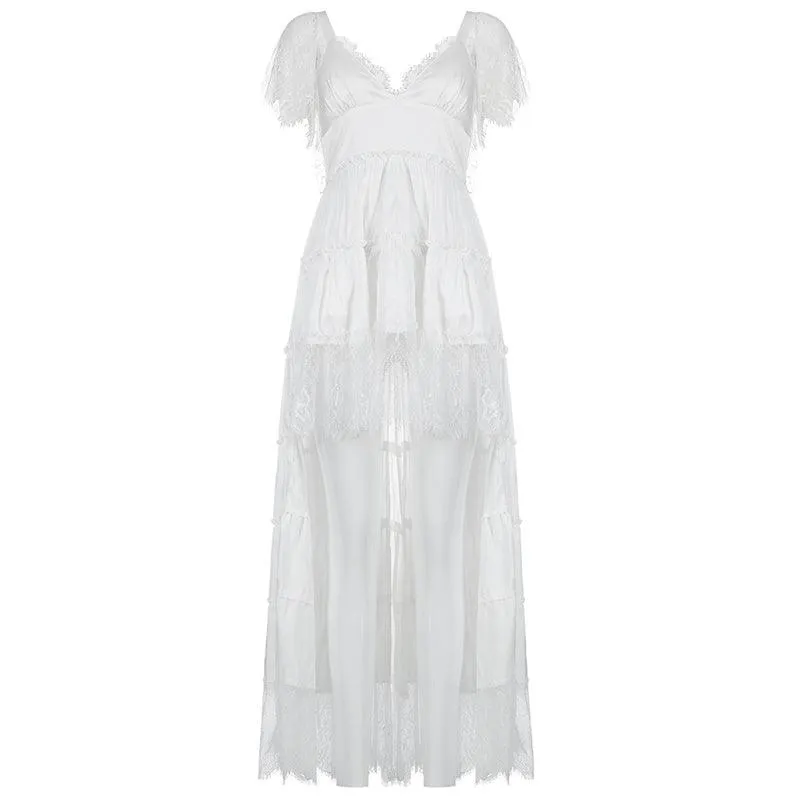 KittenAlarm - Corey Lace Trim Solid Dress