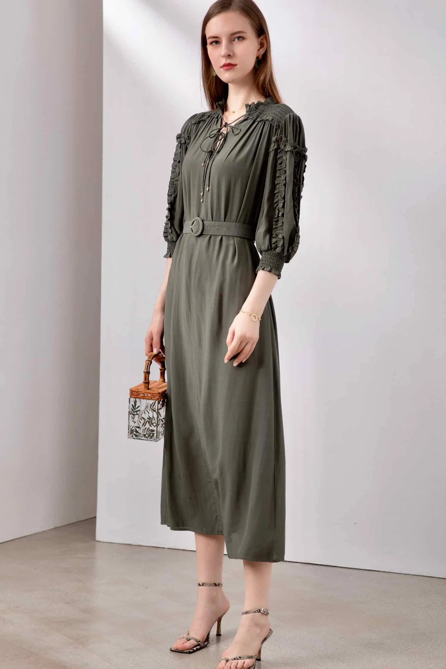 Kleo Midi Dress - Khaki