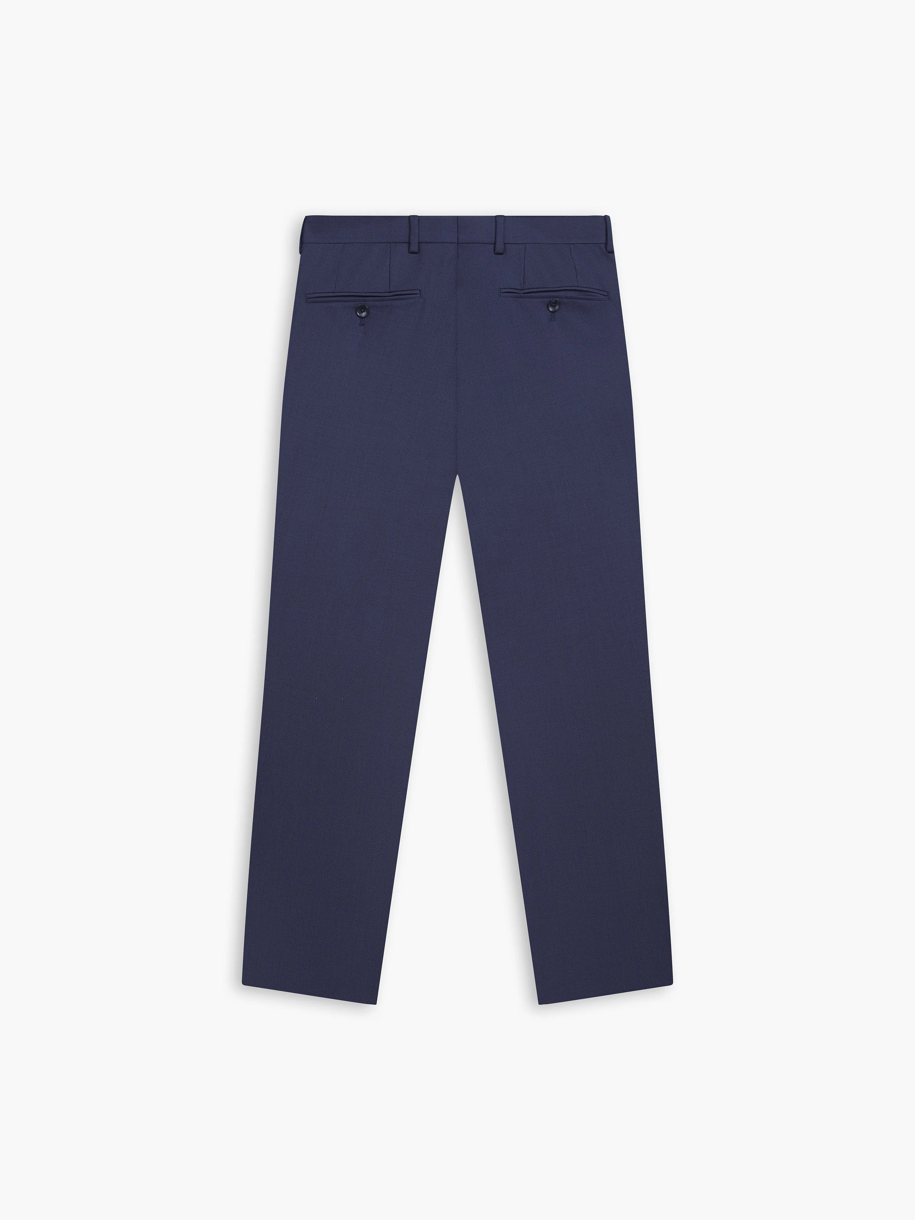 Knight Blue Birdseye Flat Front Trousers