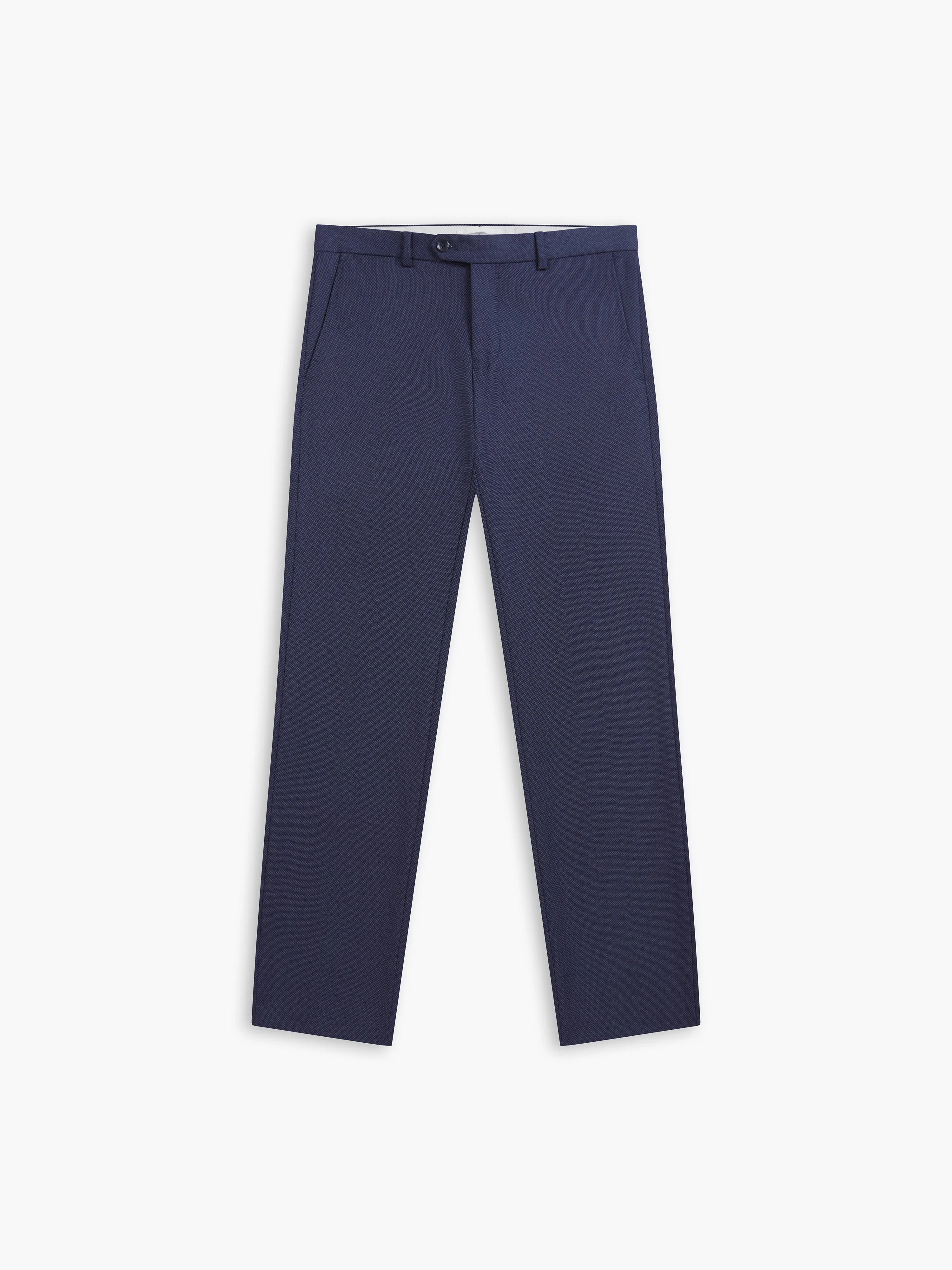 Knight Blue Birdseye Flat Front Trousers