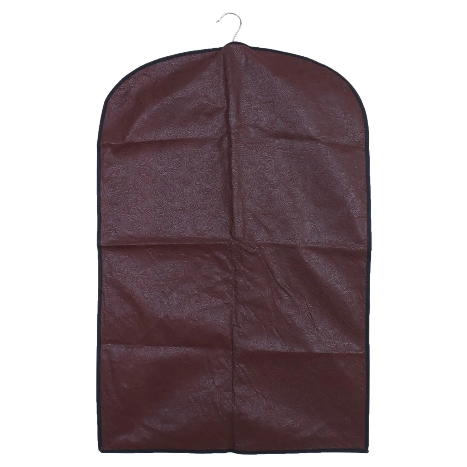 Kuber Industries Embossed Coat Cover|Non Woven Foldable Hanging Blazer Cover|Half Transparent Wardrobe Organizer (Brown)