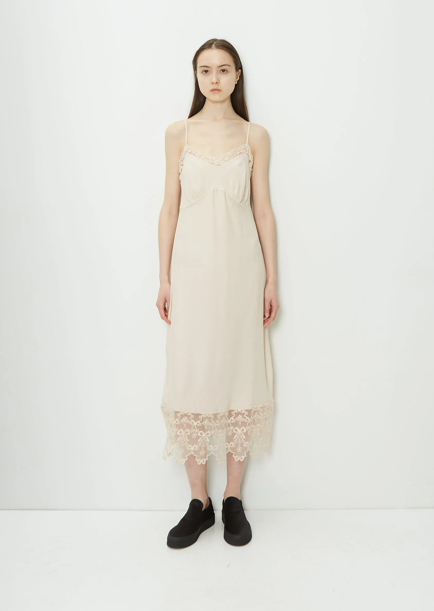 Lace Trim Slip Dress — Nude