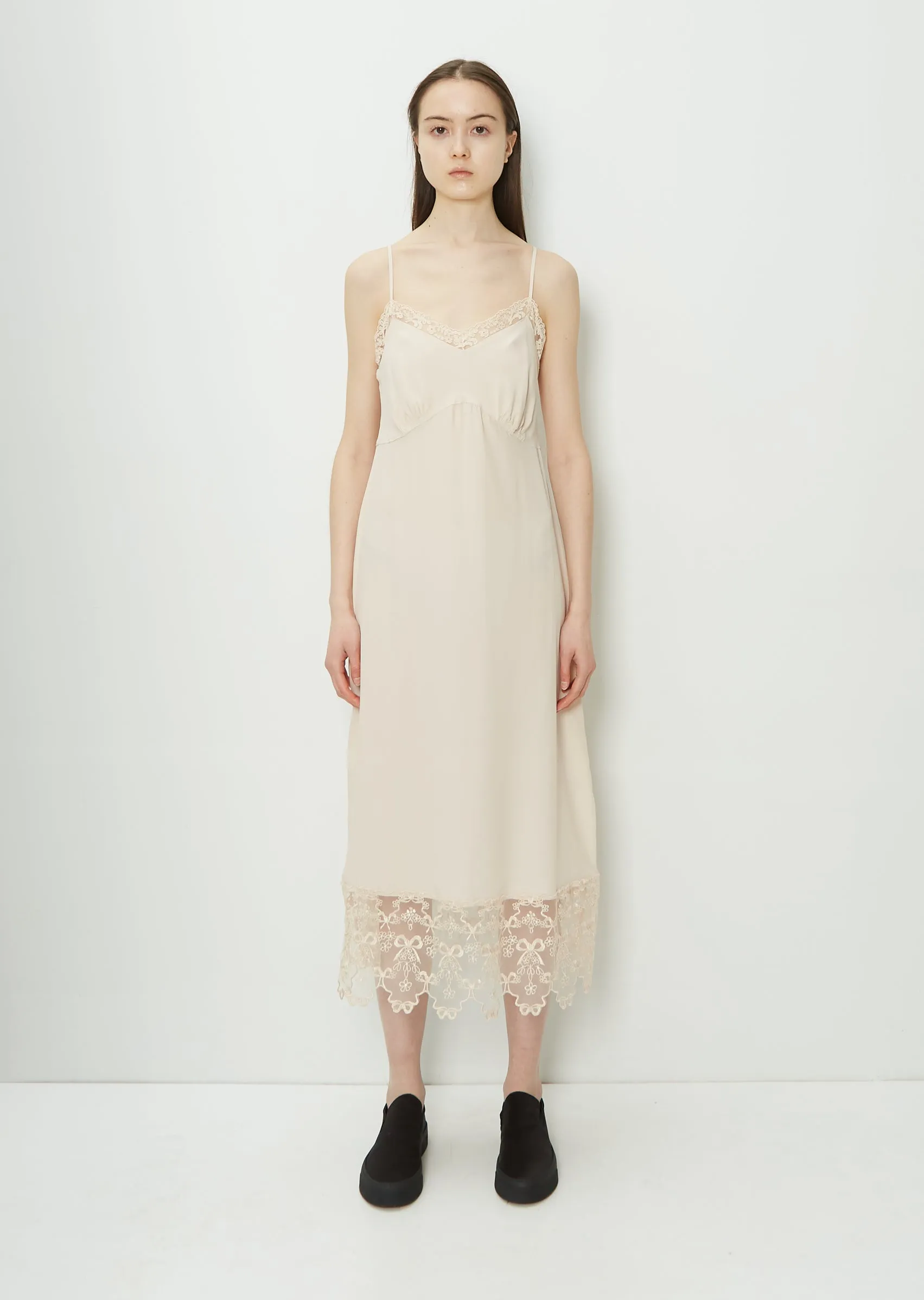 Lace Trim Slip Dress — Nude