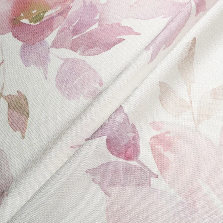 Large Pastel Pink Floral Printed White Mikado