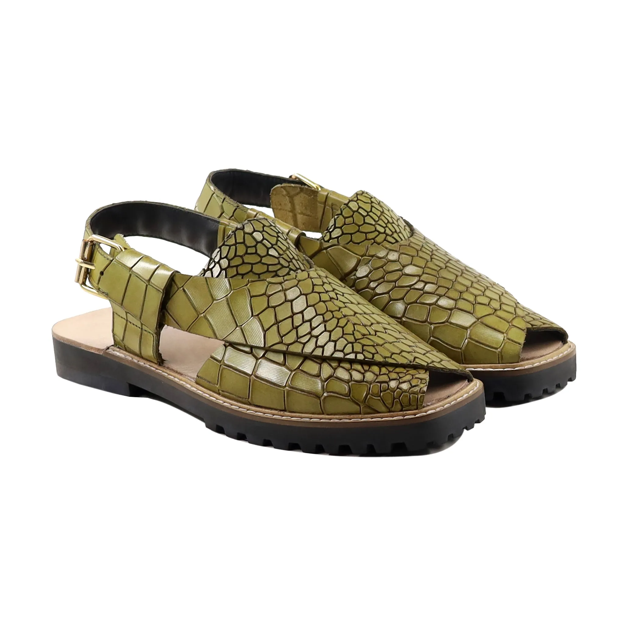 Lawson - Men's Green Patina Calf Leather Sandal