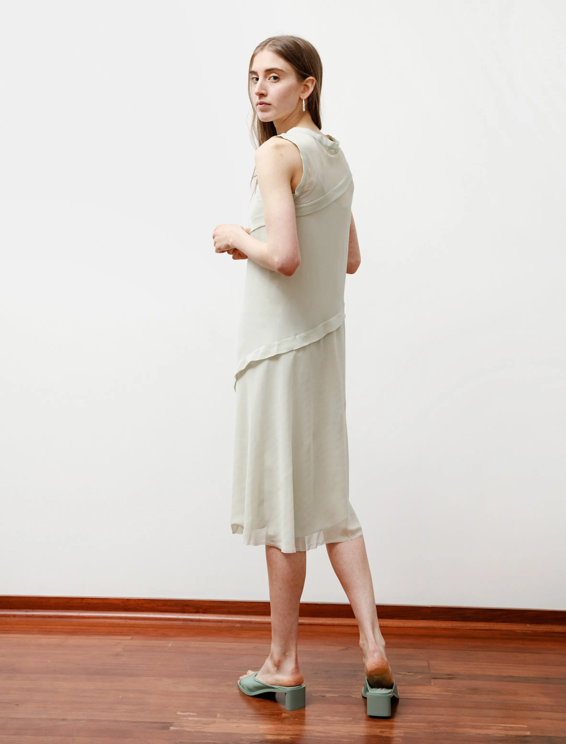 Layered Georgette Dress Pastel Green