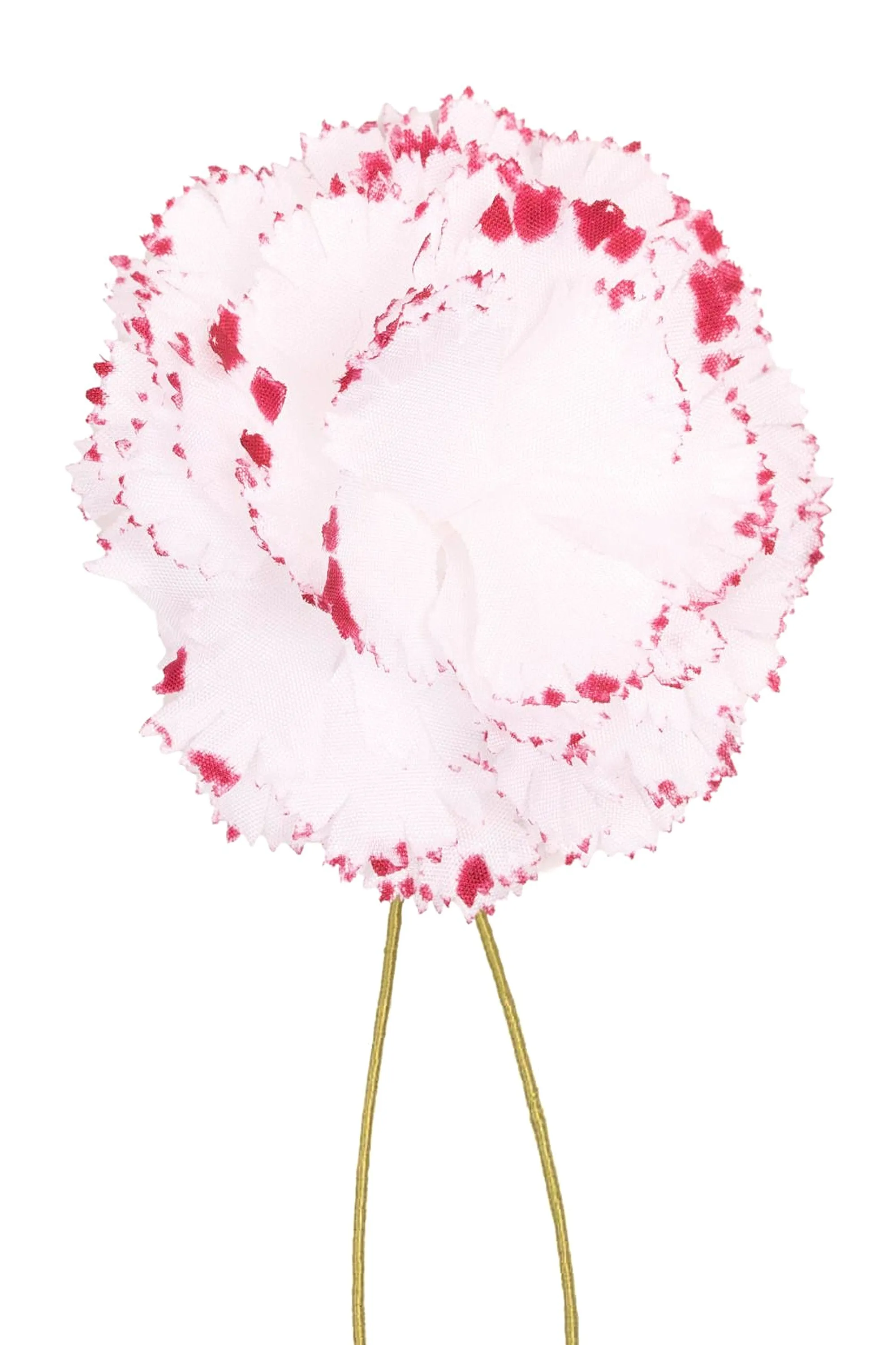 Life-Sized Magenta-Edged White Carnation Boutonnière Flower