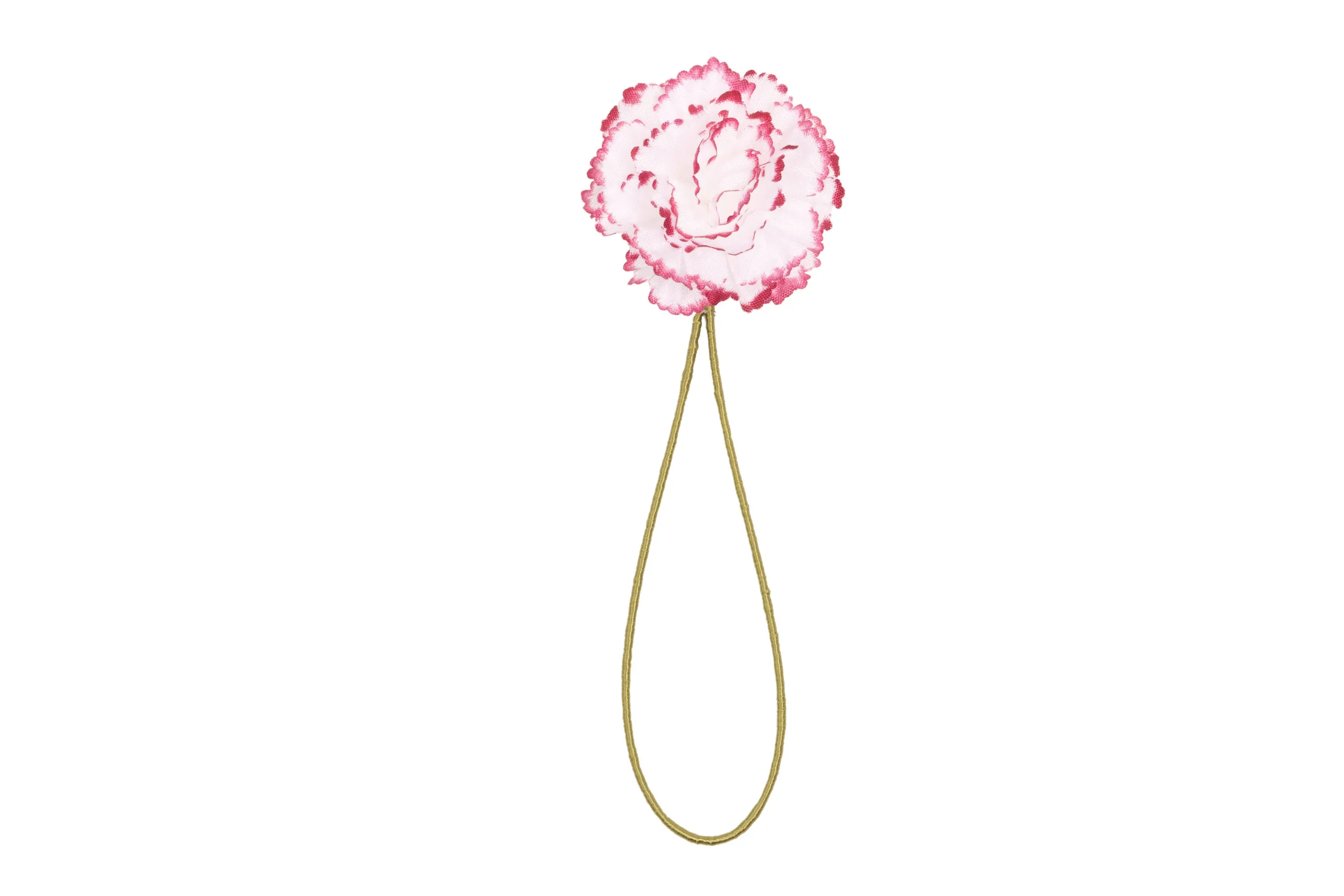 Life-Sized Magenta-Edged White Carnation Boutonnière Flower