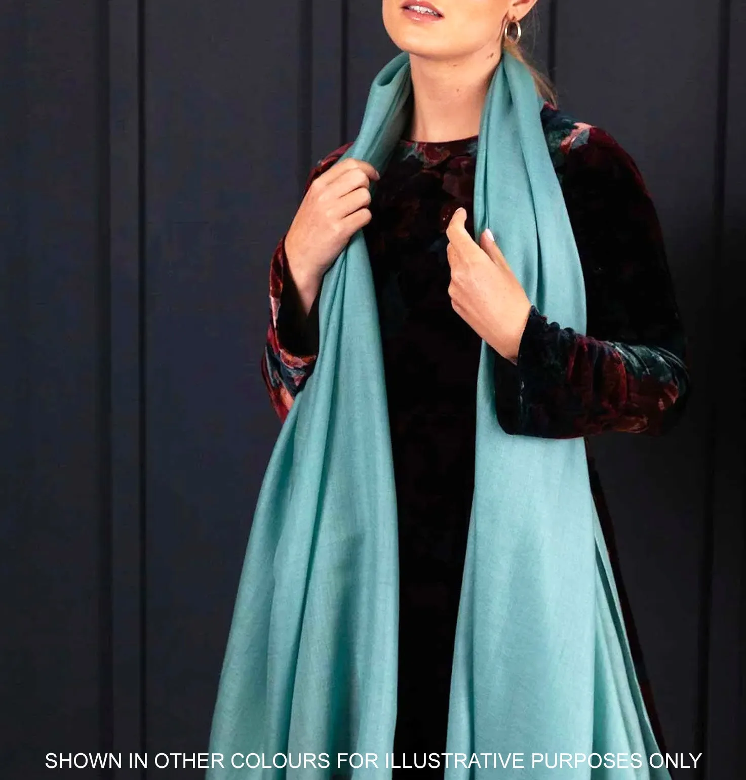 LONG PLAIN TEAL GREEN SATIN SCARF SHAWL WRAP