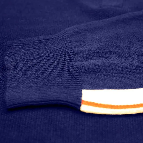 Long Sleeve Polo Shirt with sleeve striping Monaco Navy