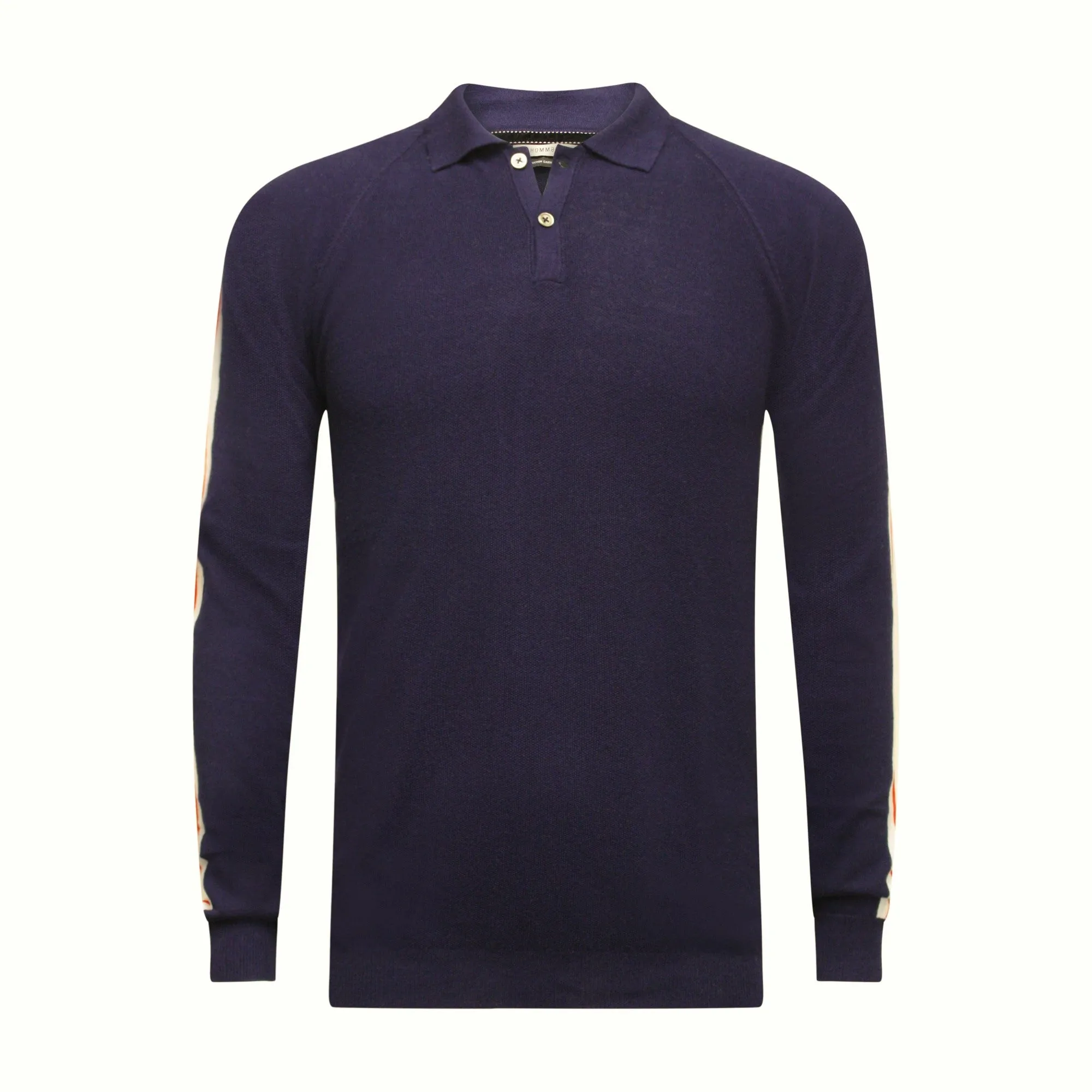 Long Sleeve Polo Shirt with sleeve striping Monaco Navy