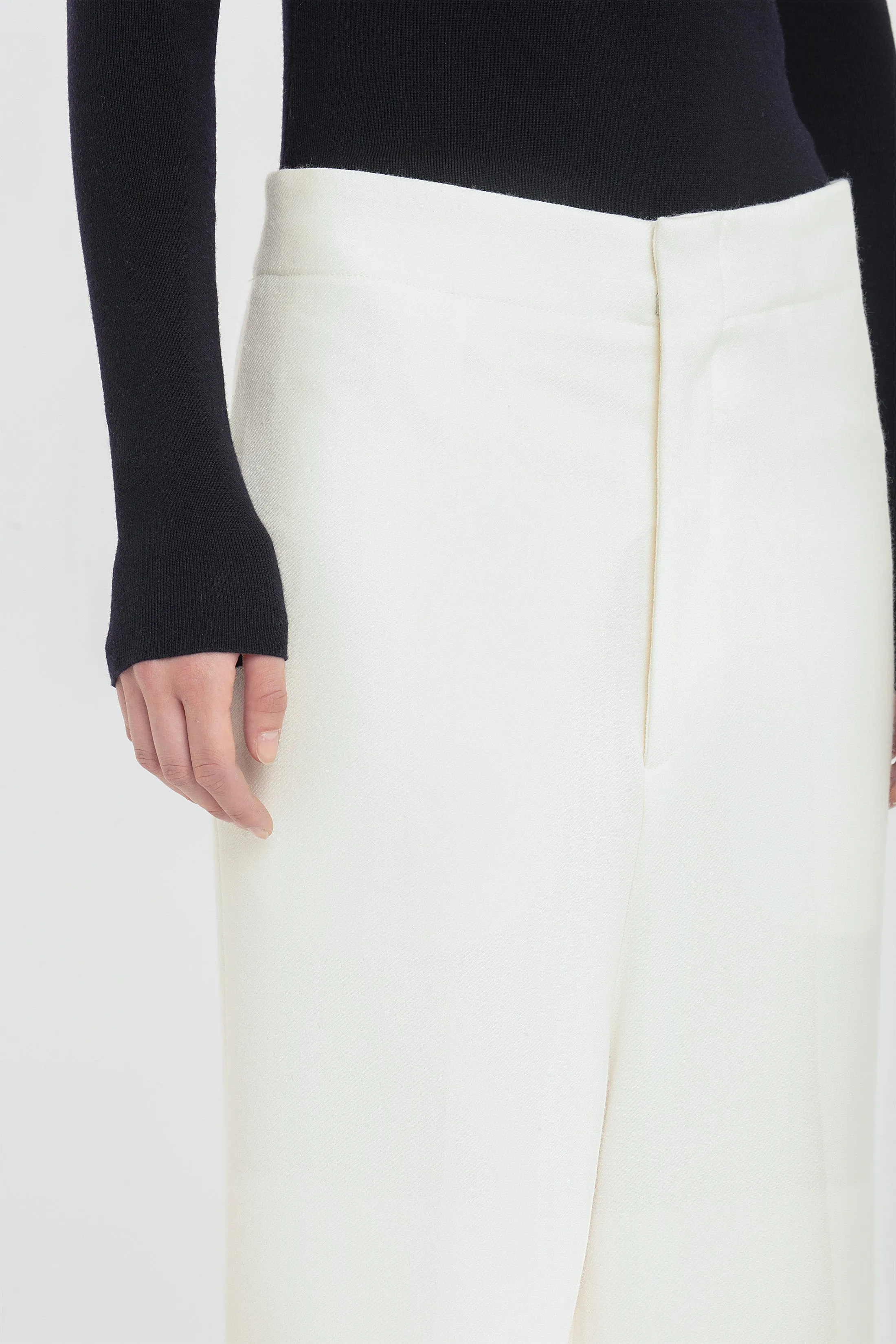 Low Rise Wide Leg Kick Trouser In Ivory