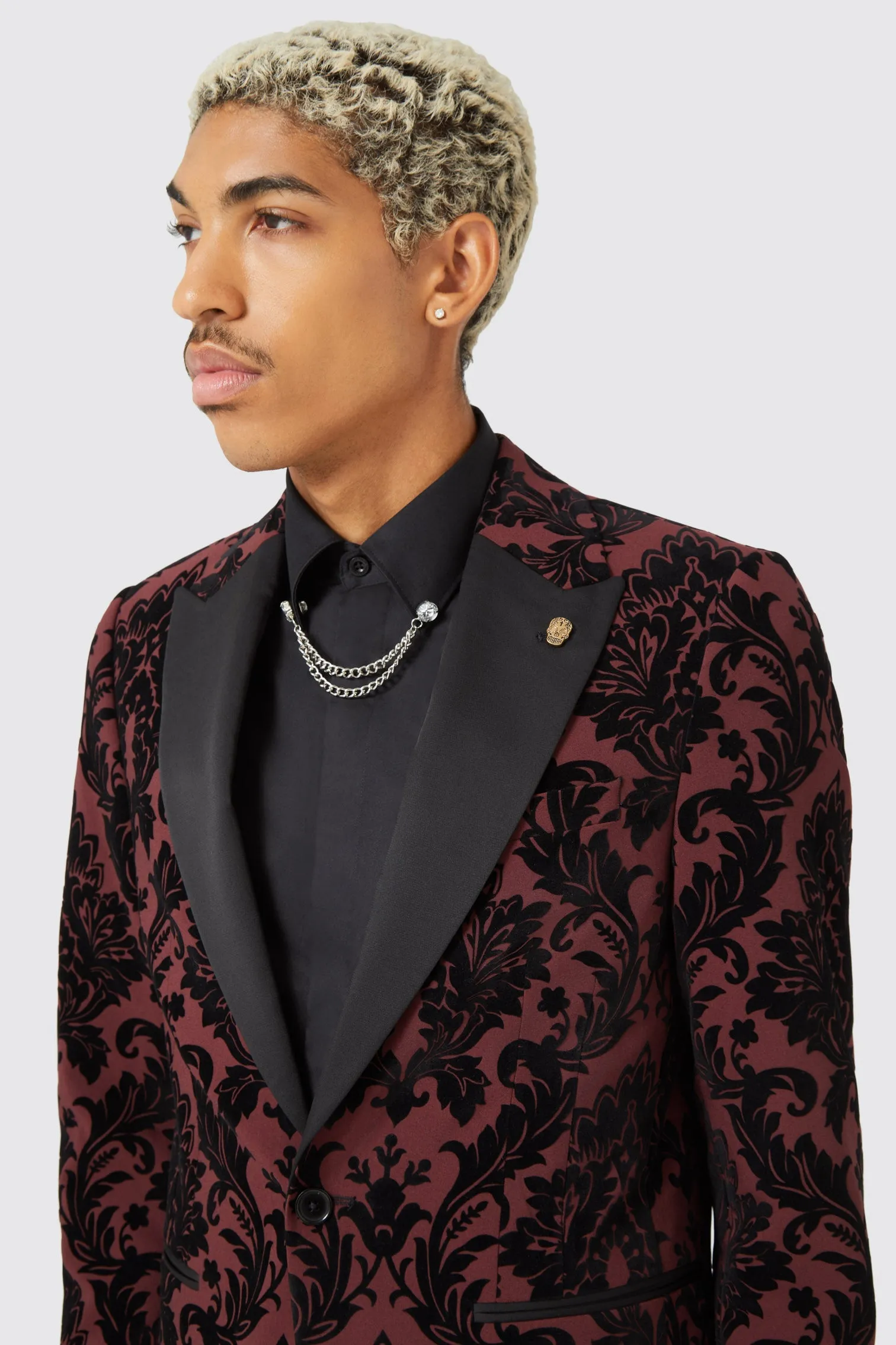 Lusk Slim Fit Burgundy Flocked Suit TT x AM - ARCHIVE