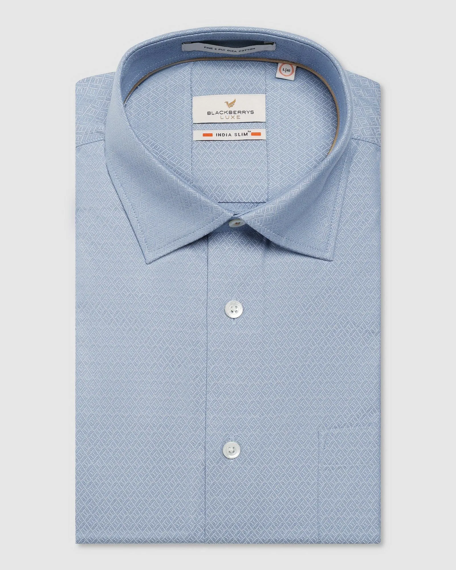 Luxe Formal Mid Blue Textured Shirt - Goal