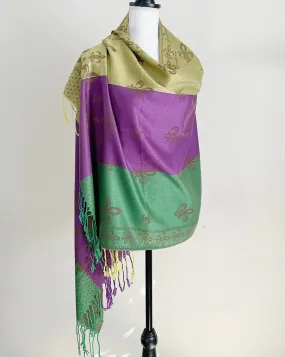 Mardi gras Fleur 'de Lis Fringe Oblong Scarf