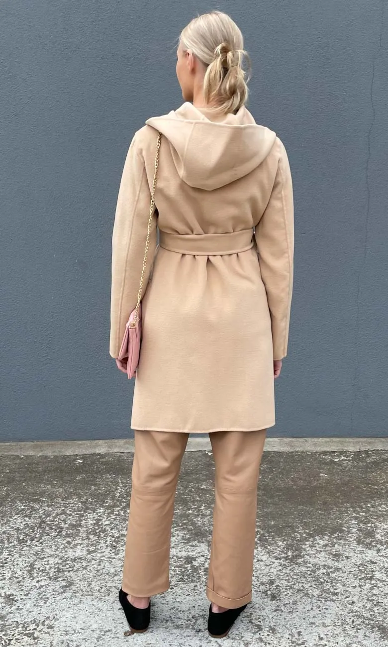 Marella Hooded Coat - Light Camel