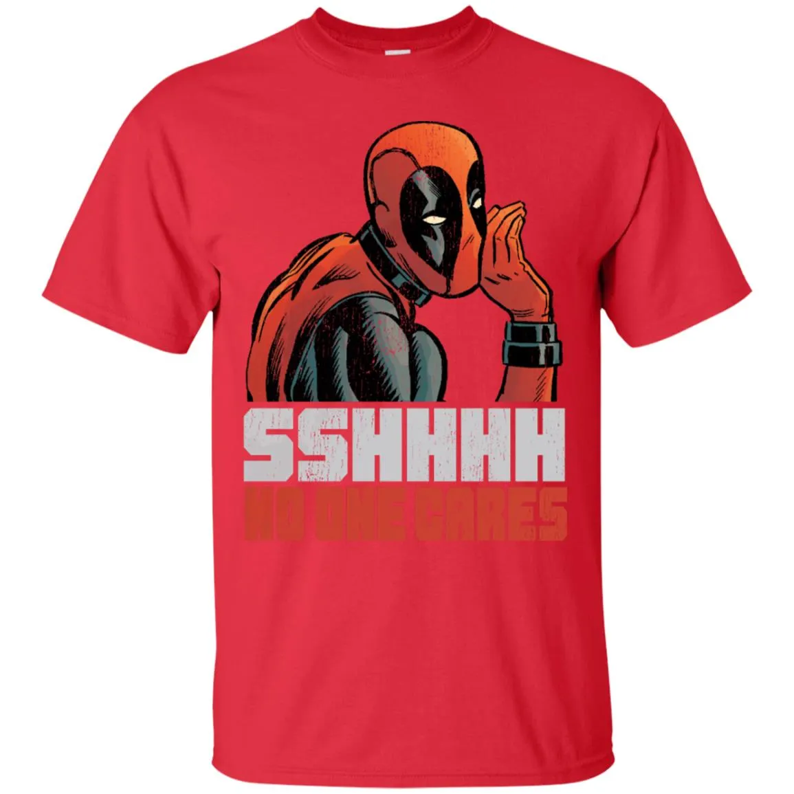 Marvel Deadpool Shhh No One Cares Whisper Men Cotton T-Shirt